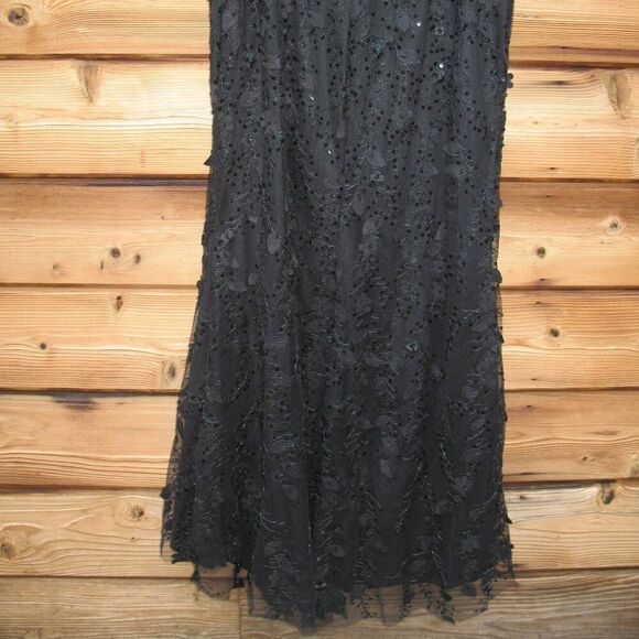 MAC DUGGAL 20889 Womens Black Sheer Applique Bustier Gown with Feather Straps - Picture 12 of 14